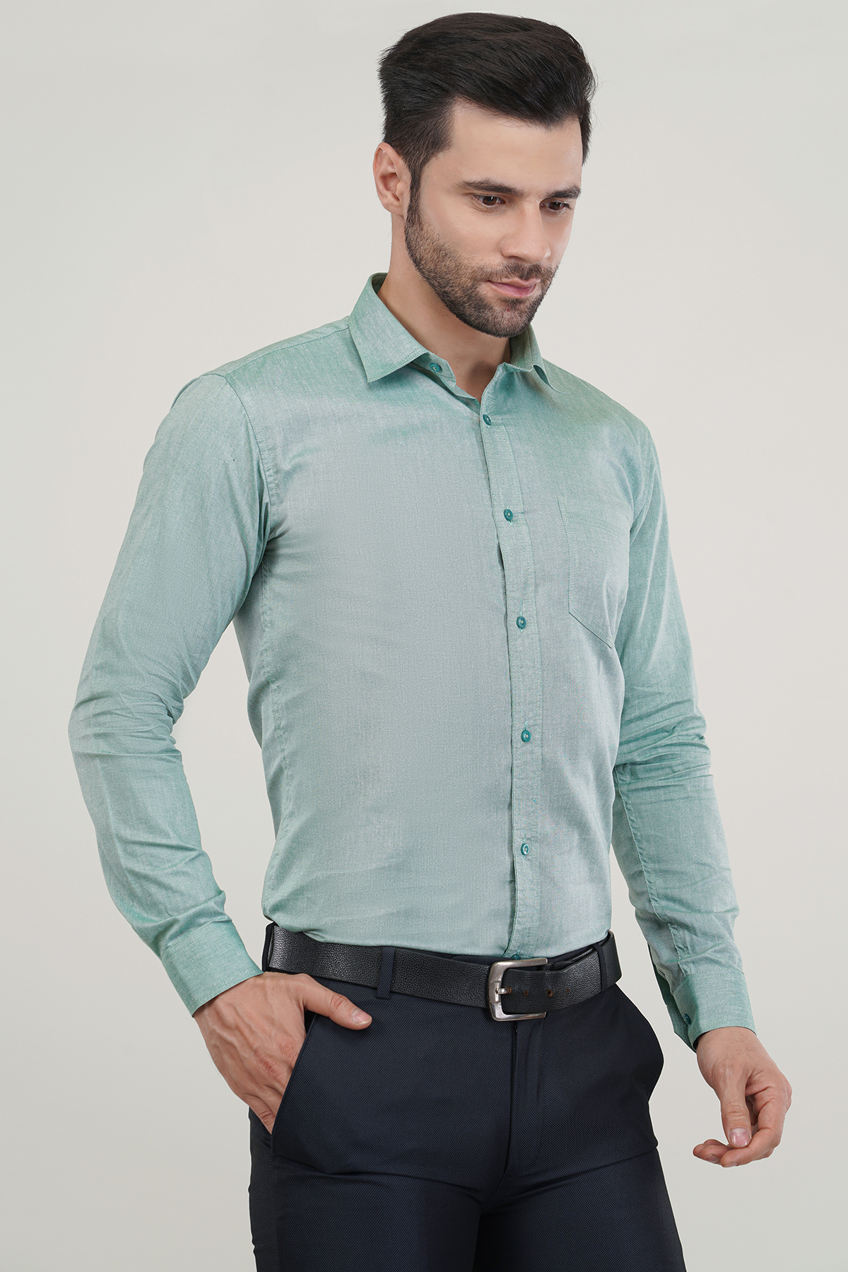 Green Color Oxford Soft Premium Cotton Formal Shirt For Men’s