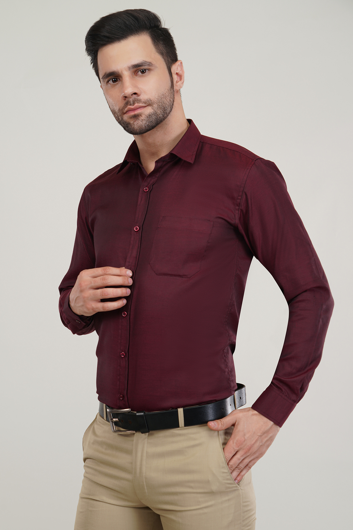 Maroon Dobby Premium Soft Cotton Shirt