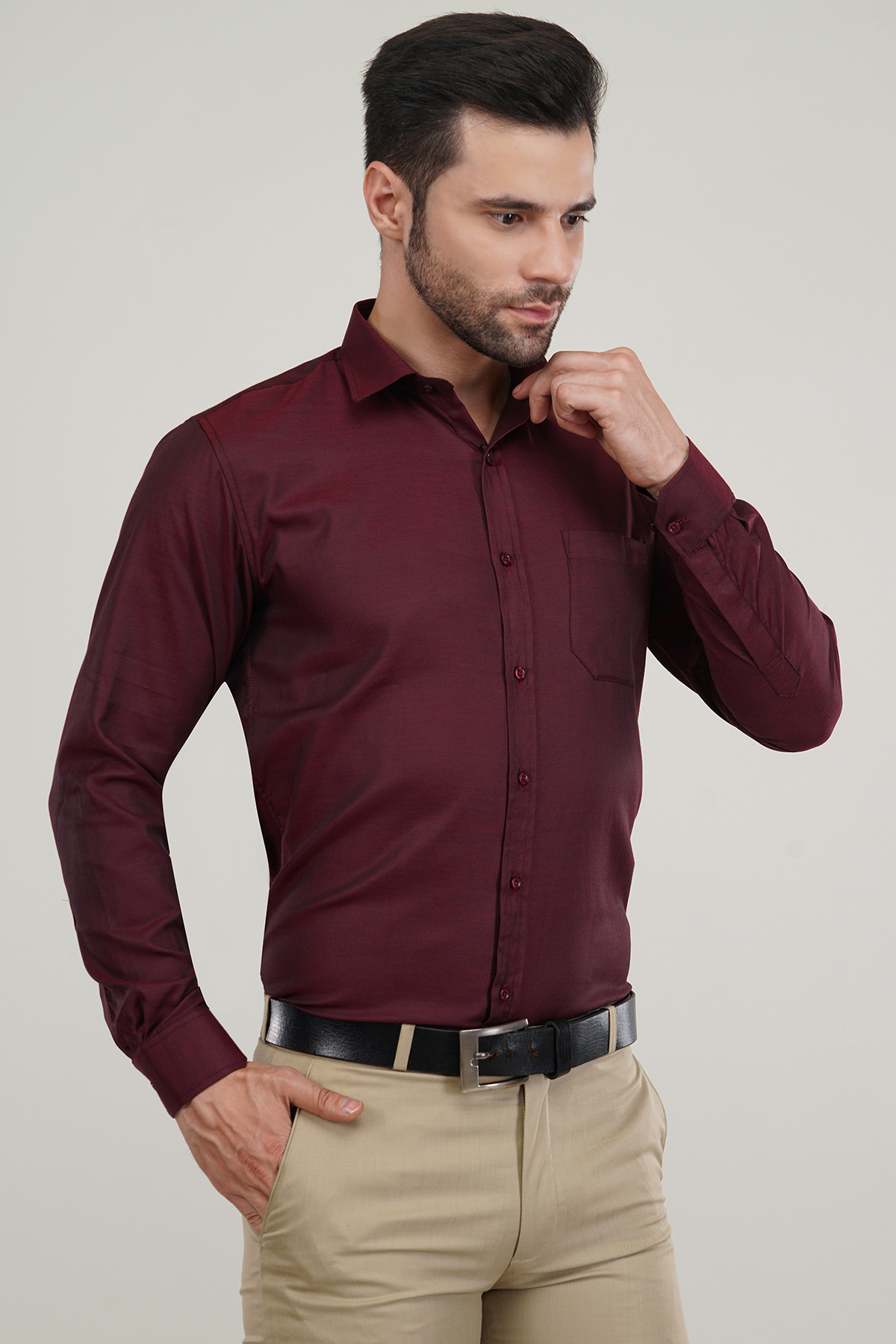 Maroon Dobby Premium Soft Cotton Shirt