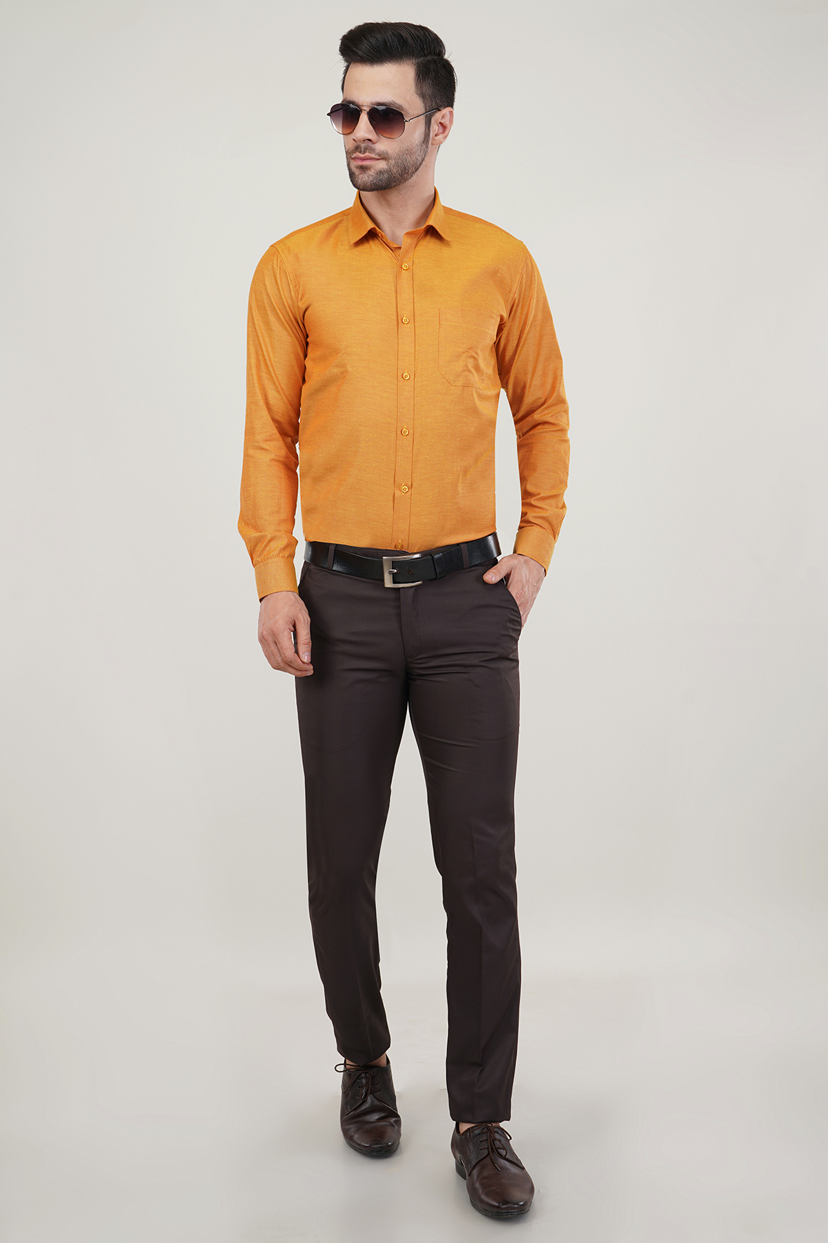 Mustard Color Super Soft Premium Cotton Dobby Formal Shirt For Men’s