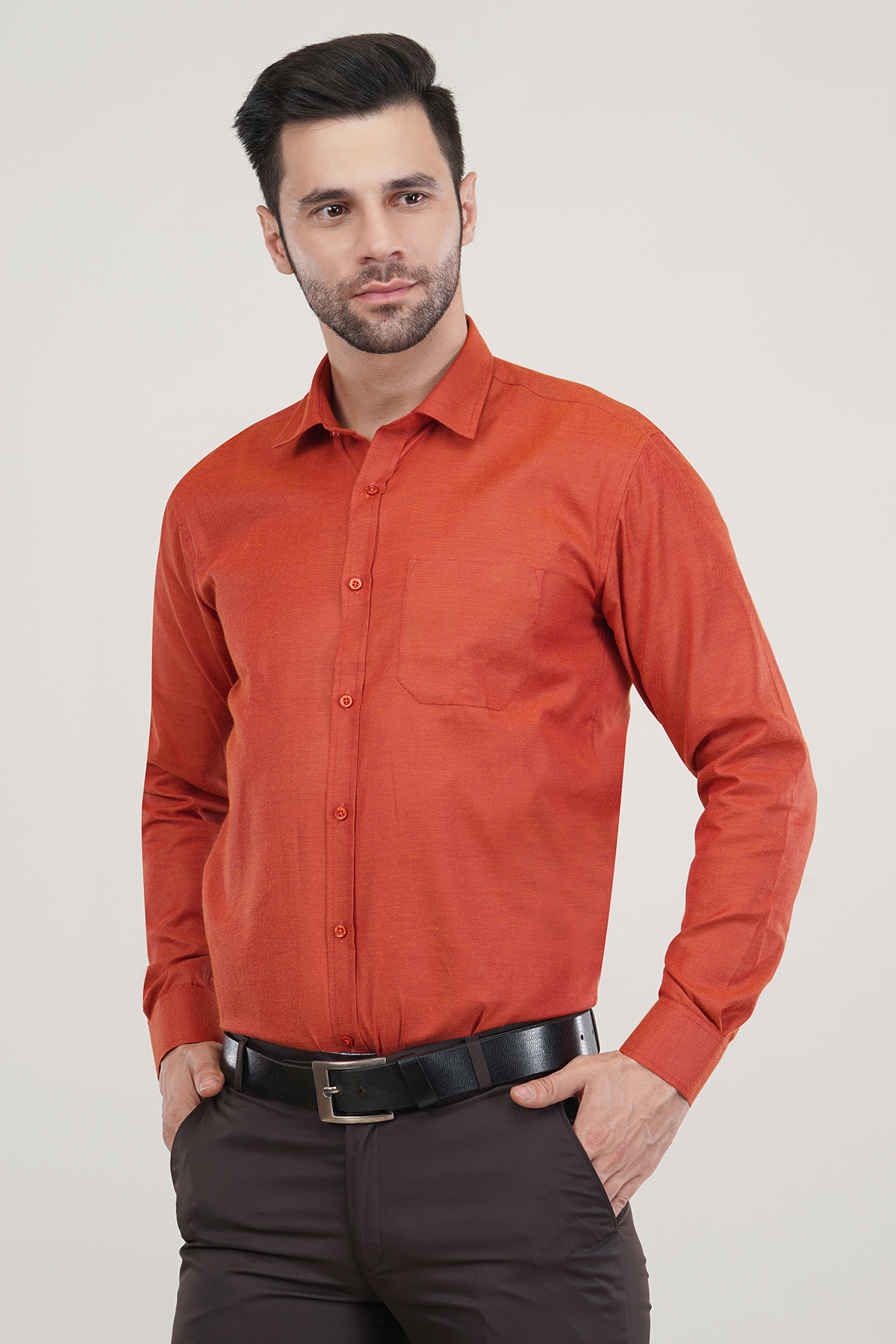 Orange Color Super Soft Premium Cotton Dobby Formal Shirt For Men’s