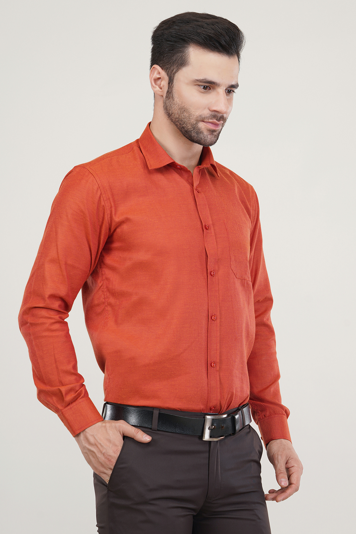 Orange Color Super Soft Premium Cotton Dobby Formal Shirt For Men’s