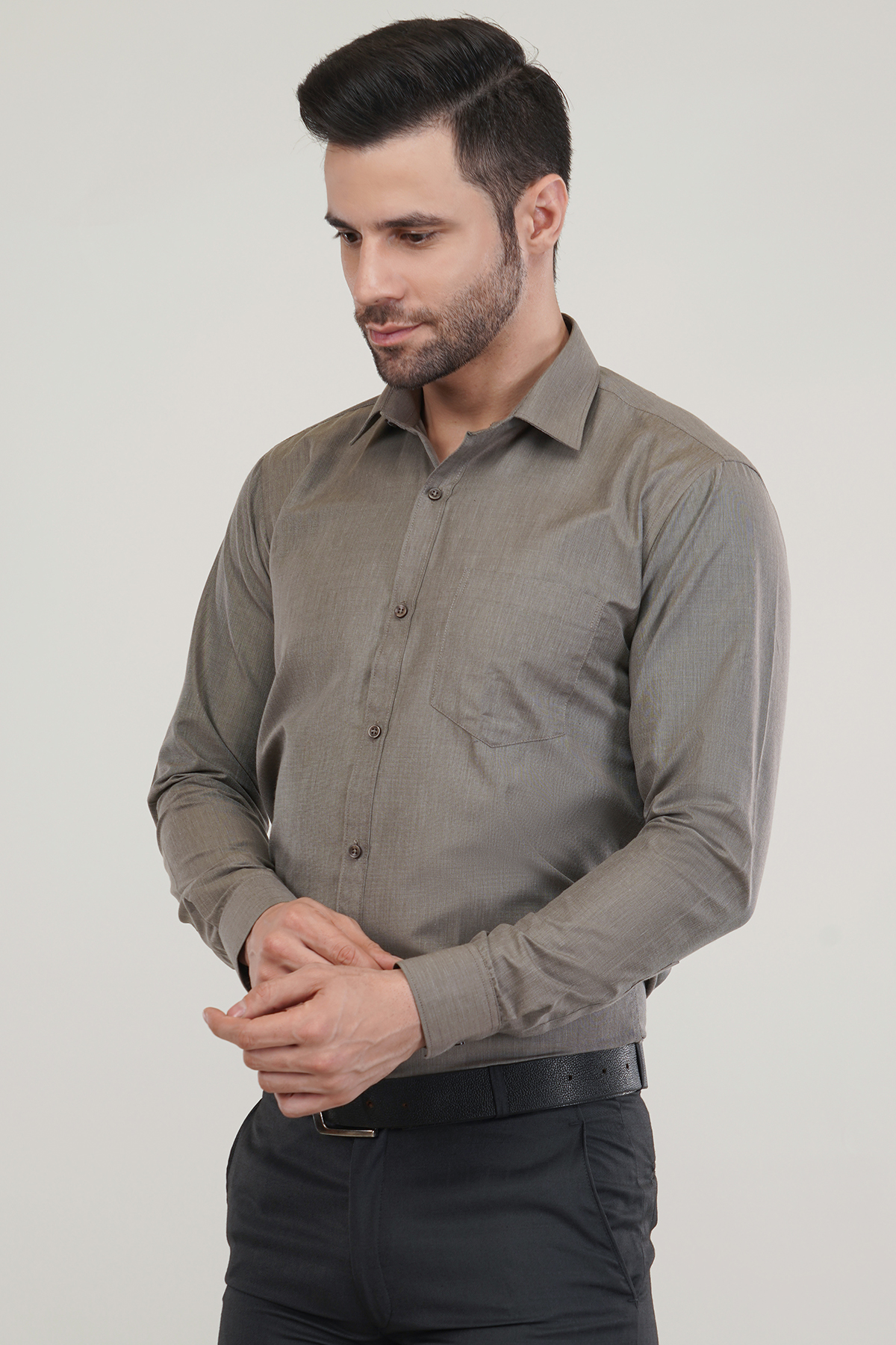 Dark Grey Fila Fill Soft Premium Cotton Formal Shirt For Men’s