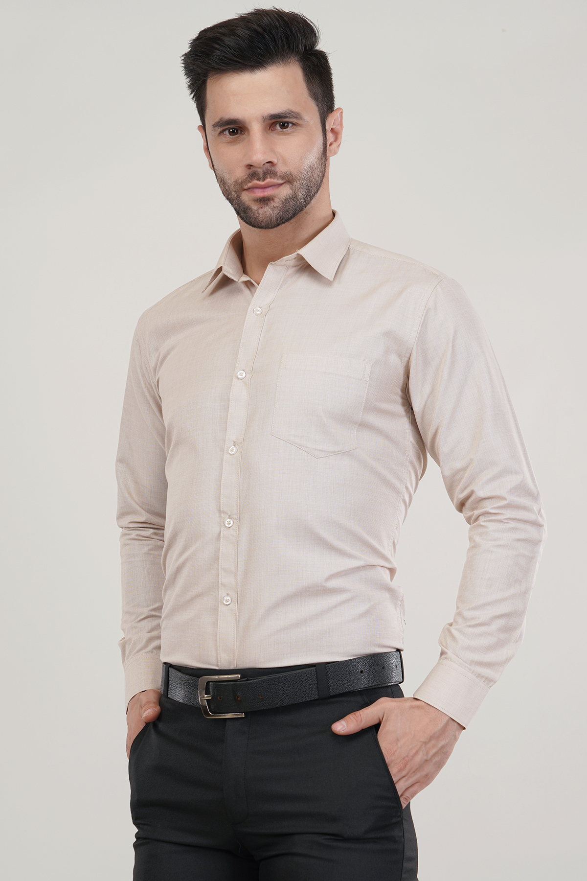 Light Fawn Fila Fill Soft Premium Cotton Formal Shirt For Men’s 1