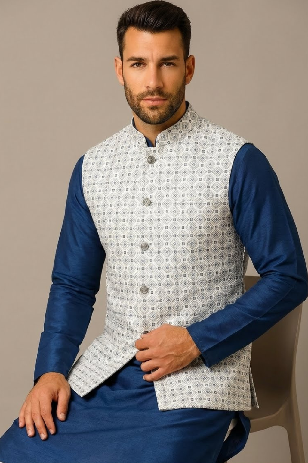 Men's White Printed Jacket