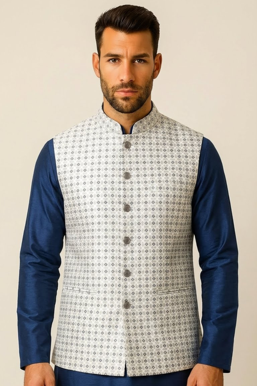Men's White Printed Jacket