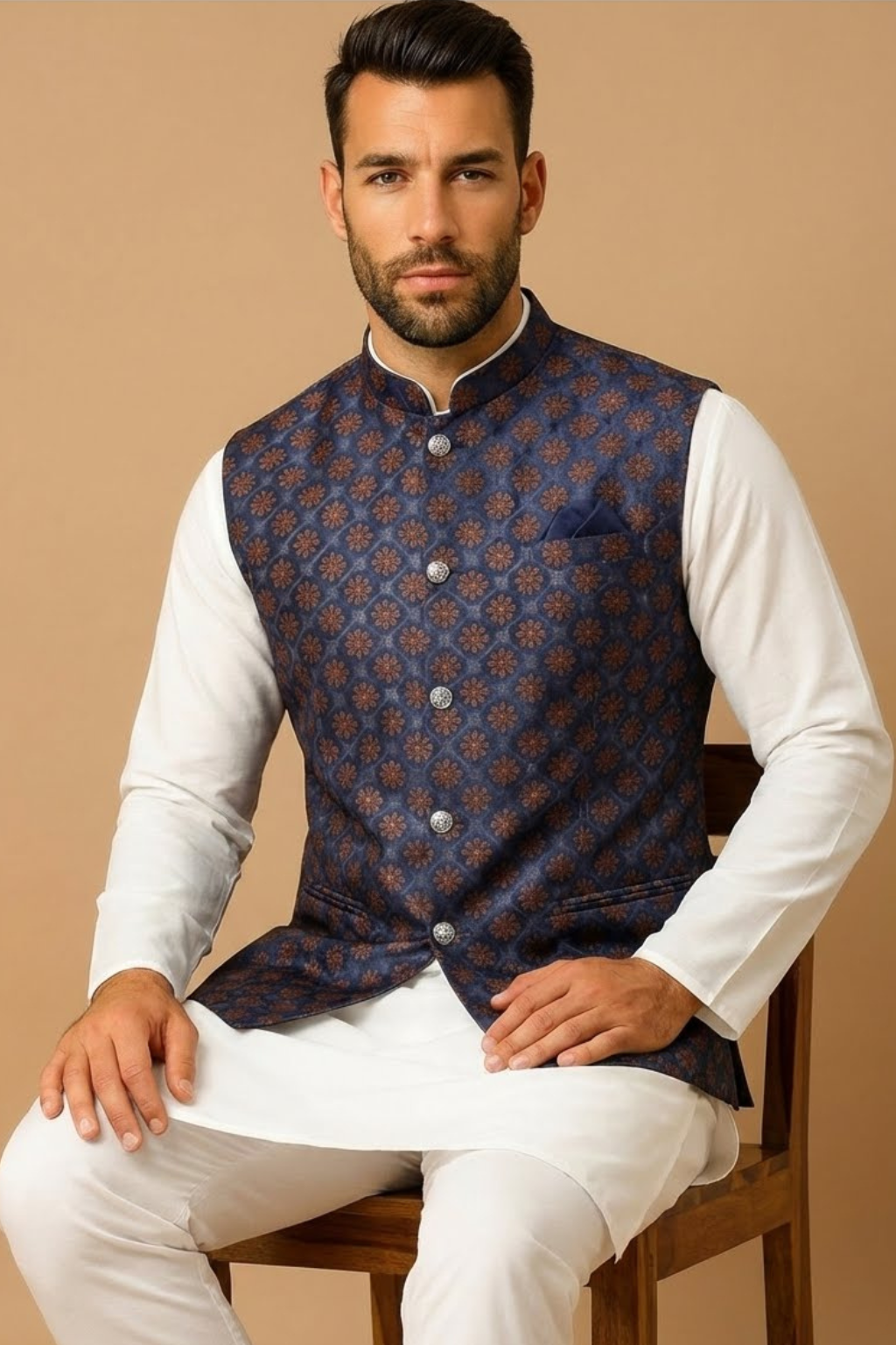 Men's Blue Printed Jacket