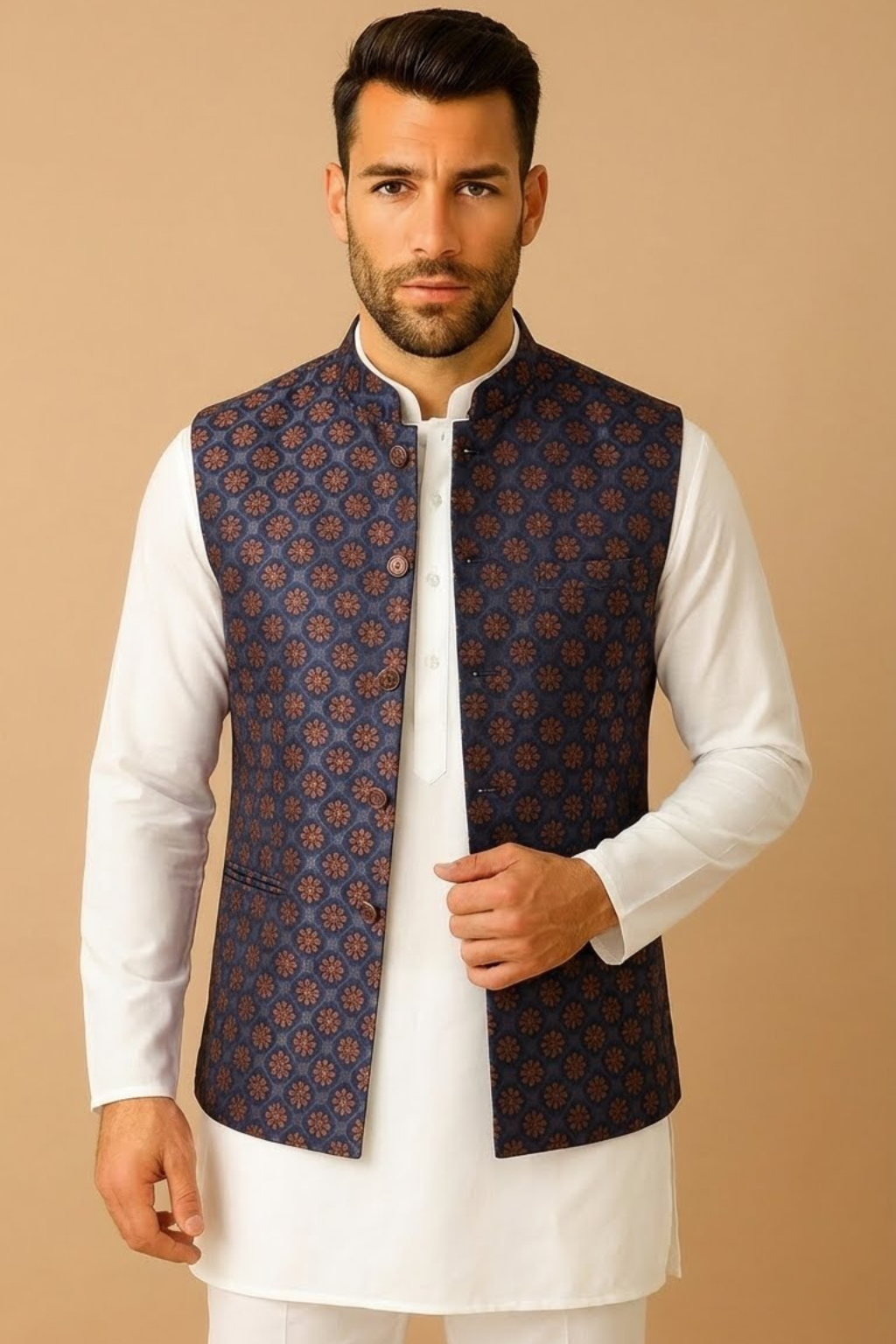 Men's Blue Printed Jacket