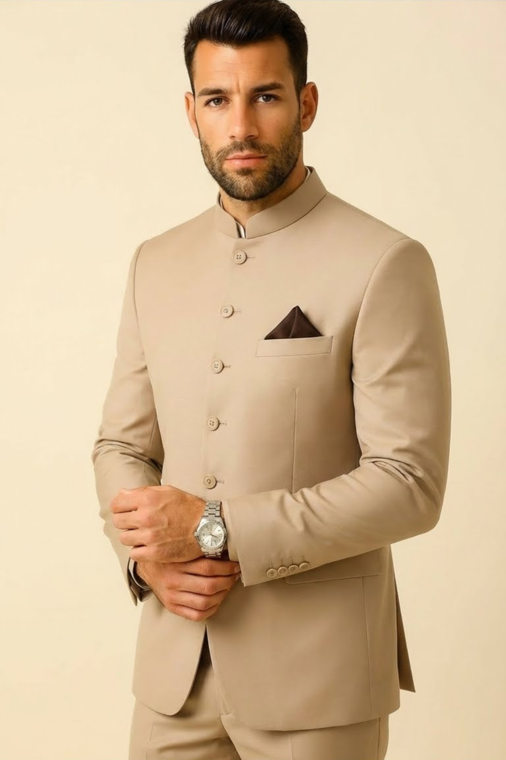 Men’s Premium Band Gala Beige – Wedding, Reception & Groomsmen Fashion