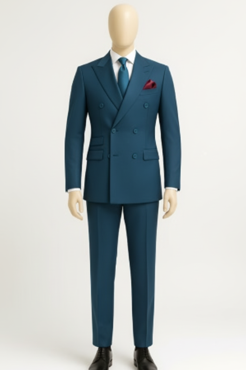 Men’s Premium Double-Breasted Teal blue Suit – Wedding, Reception & Groomsmen Fashion