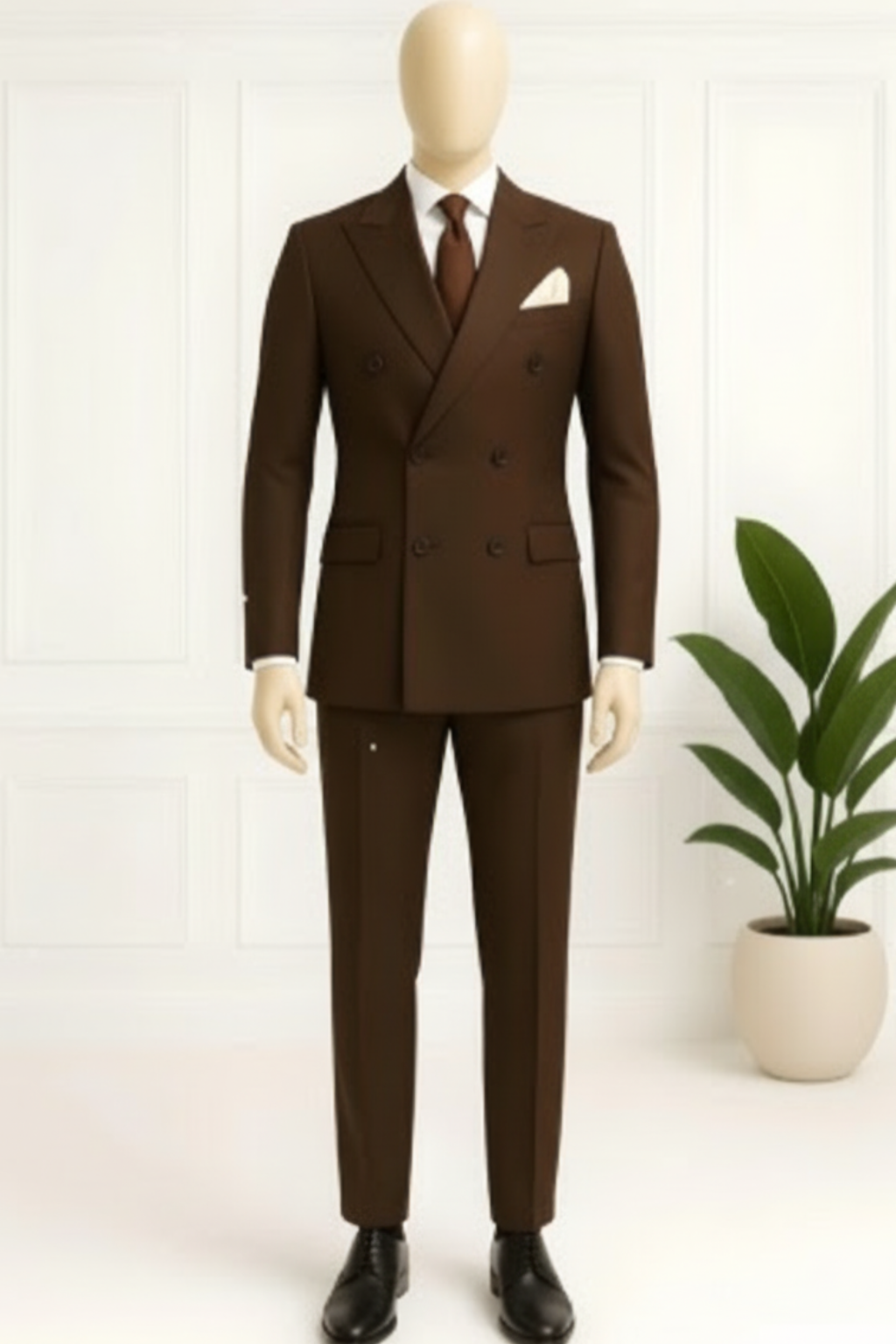 Men’s Double-Breasted Chocolate Brown Suit