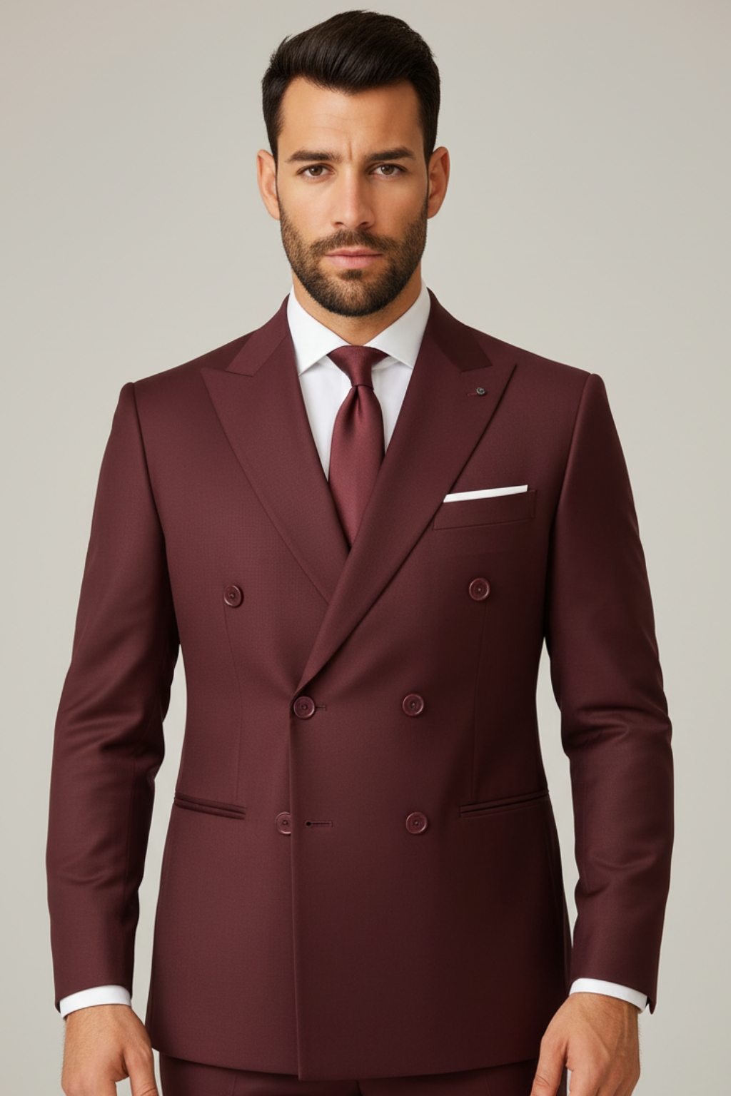 Men’s Double-Breasted Wine Suit