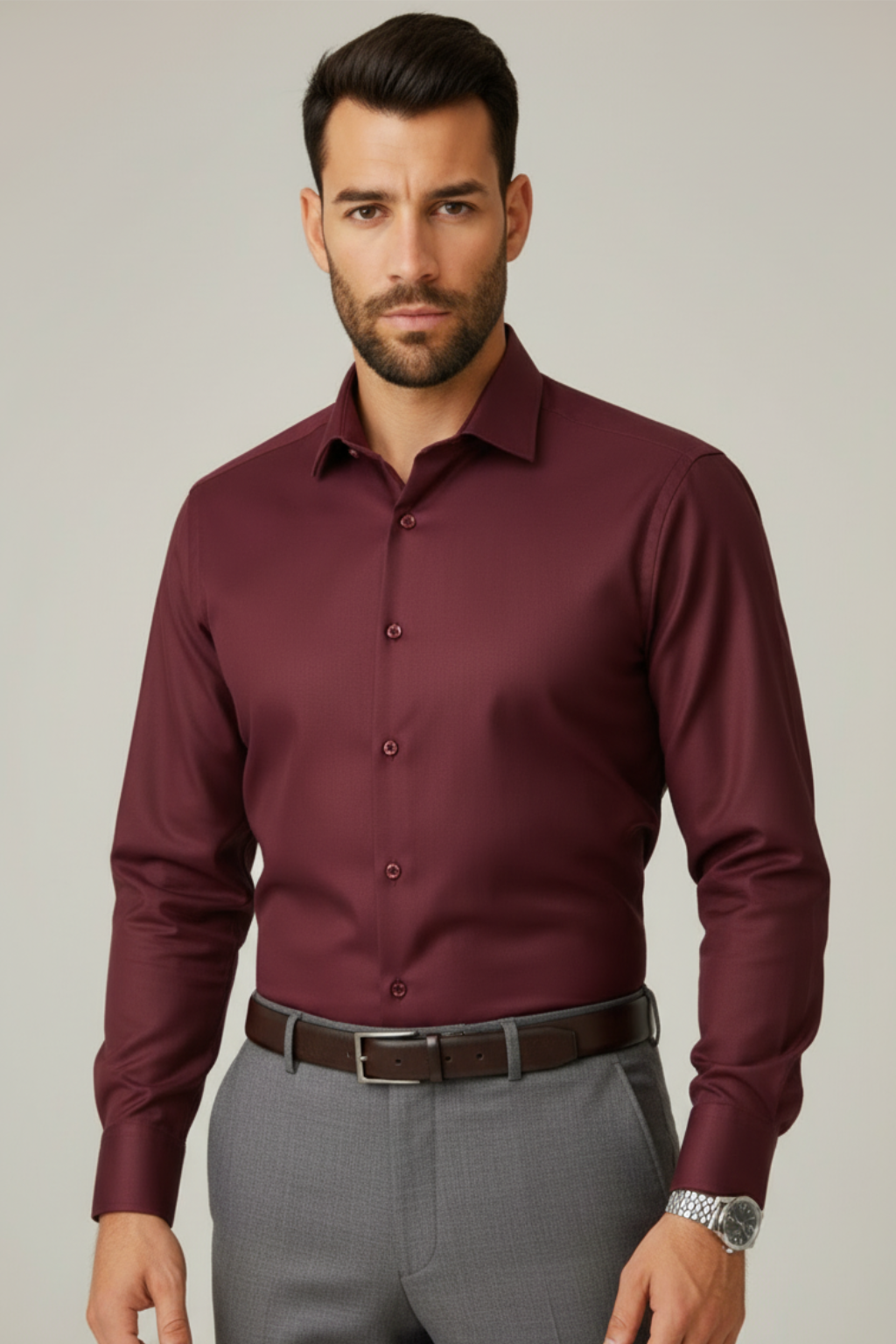 Men’s Premium Wine Shirt – Wedding, Reception & Groomsmen Fashion
