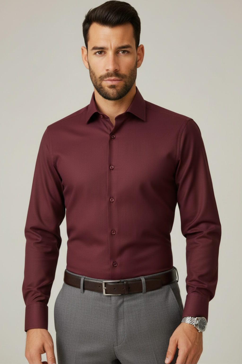 Men’s Premium Wine Shirt – Wedding, Reception & Groomsmen Fashion