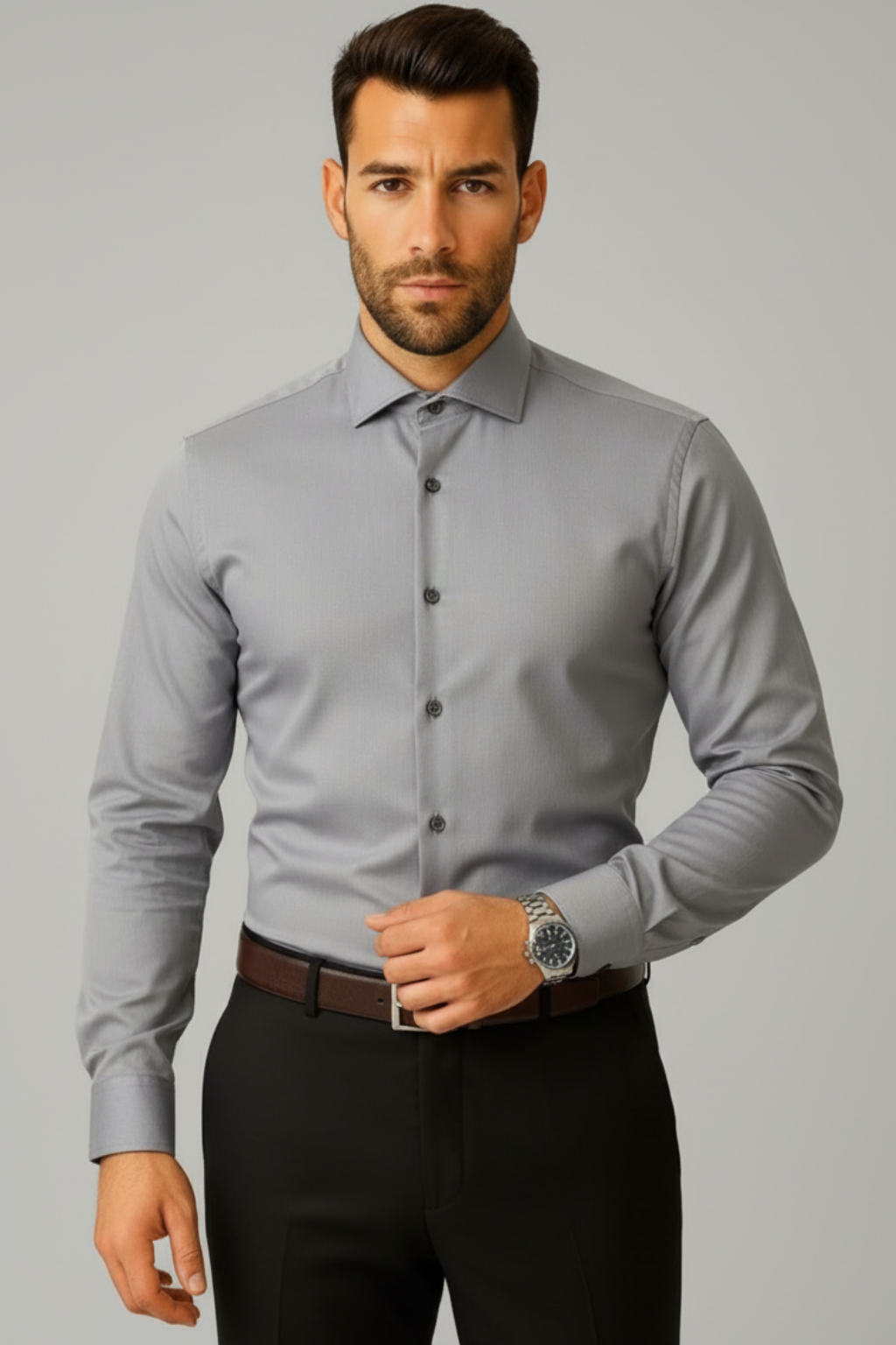 Men’s Premium Grey Shirt – Wedding, Reception & Groomsmen Fashion
