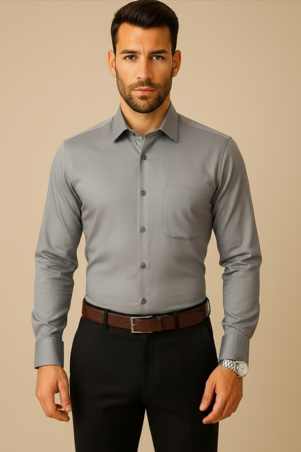 Men’s Premium Grey Shirt – Wedding, Reception & Groomsmen Fashion