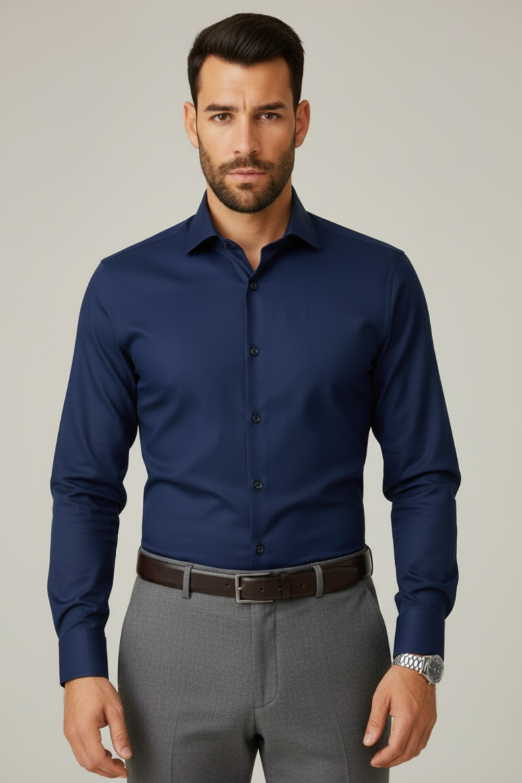 Men’s Premium Navy Blue Shirt – Wedding, Reception & Groomsmen Fashion