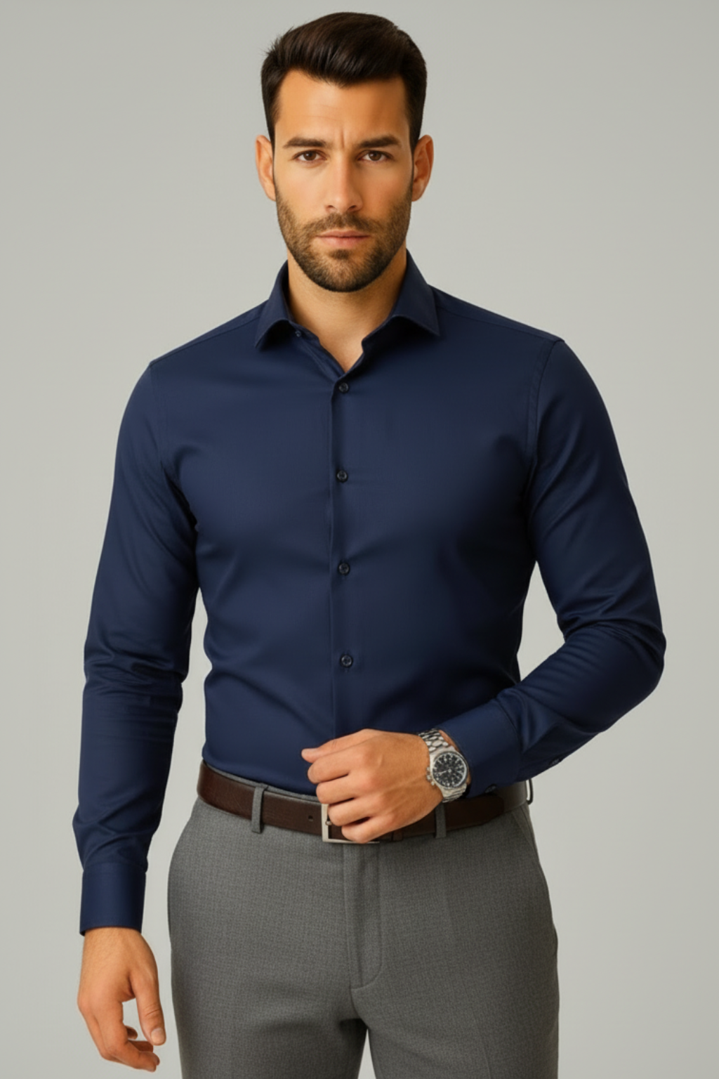 Men’s Premium Navy Blue Shirt – Wedding, Reception & Groomsmen Fashion