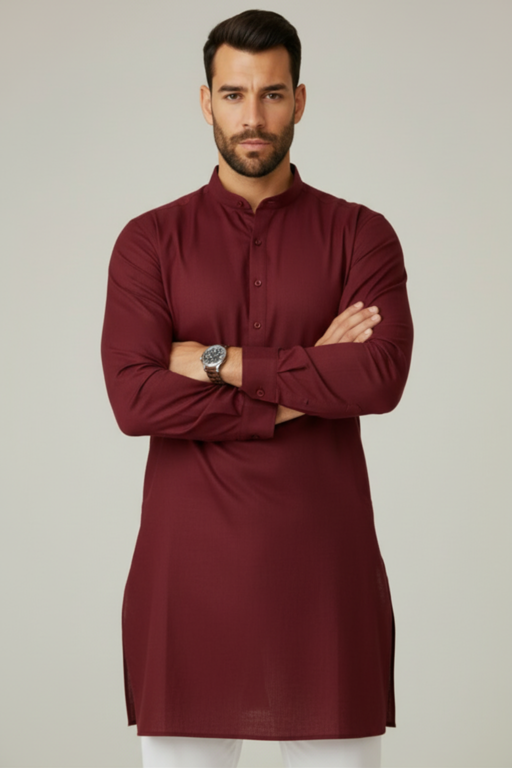 Men’s Premium Mehroon Kurta – Wedding, Reception & Groomsmen Fashion