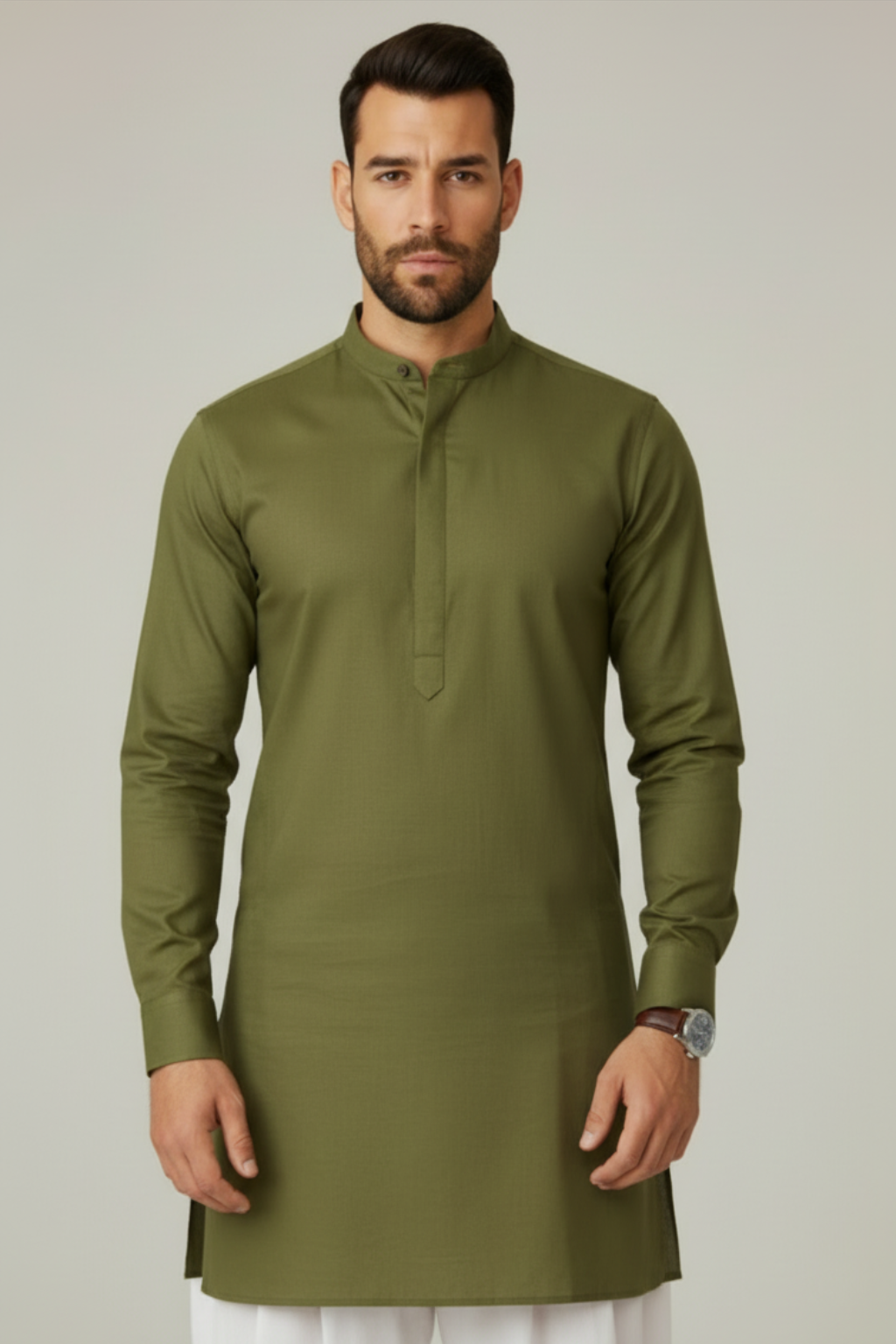 Men’s Premium Olive Green Kurta – Wedding, Reception & Groomsmen Fashion