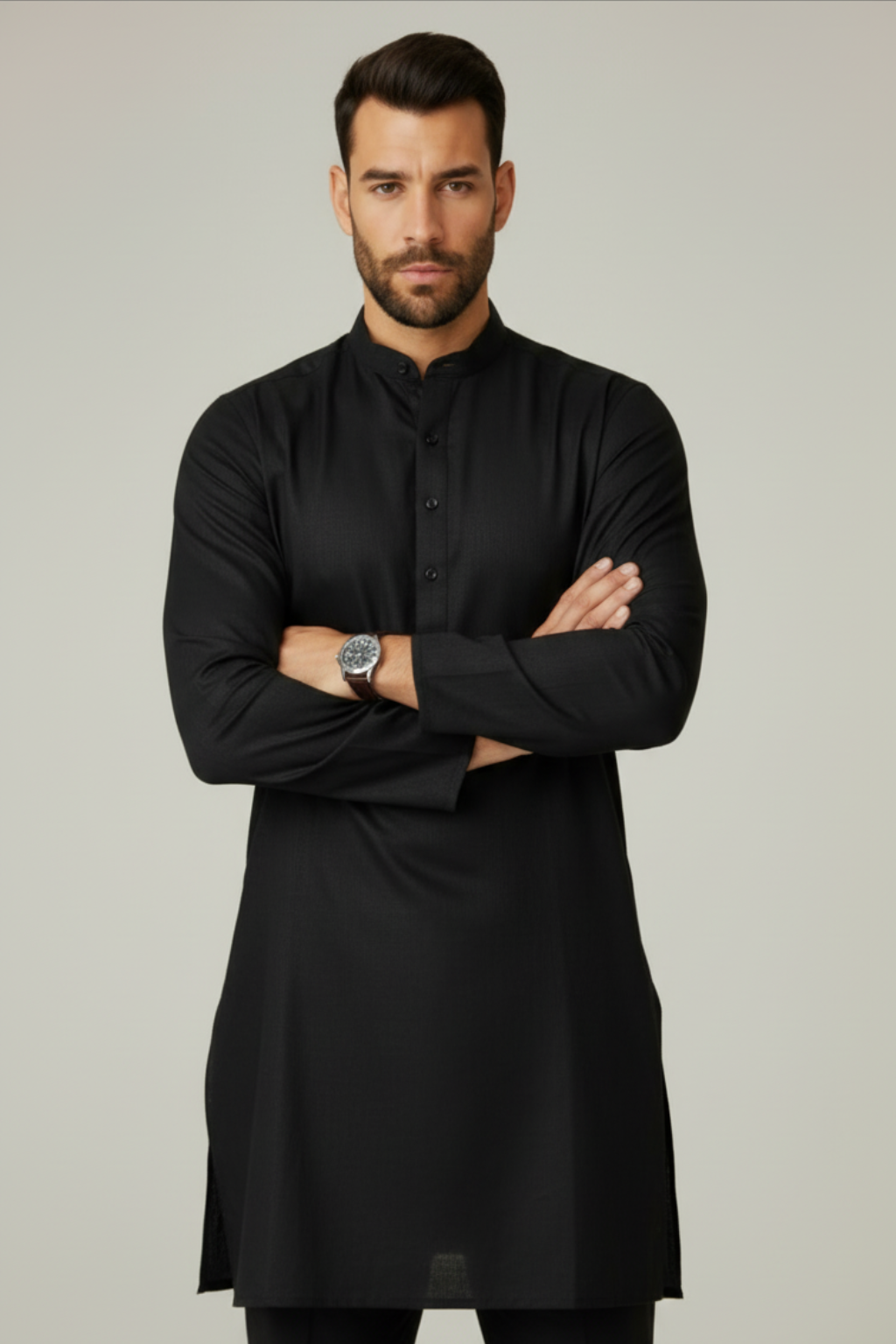 Men’s Premium Black Kurta – Wedding, Reception & Groomsmen Fashion