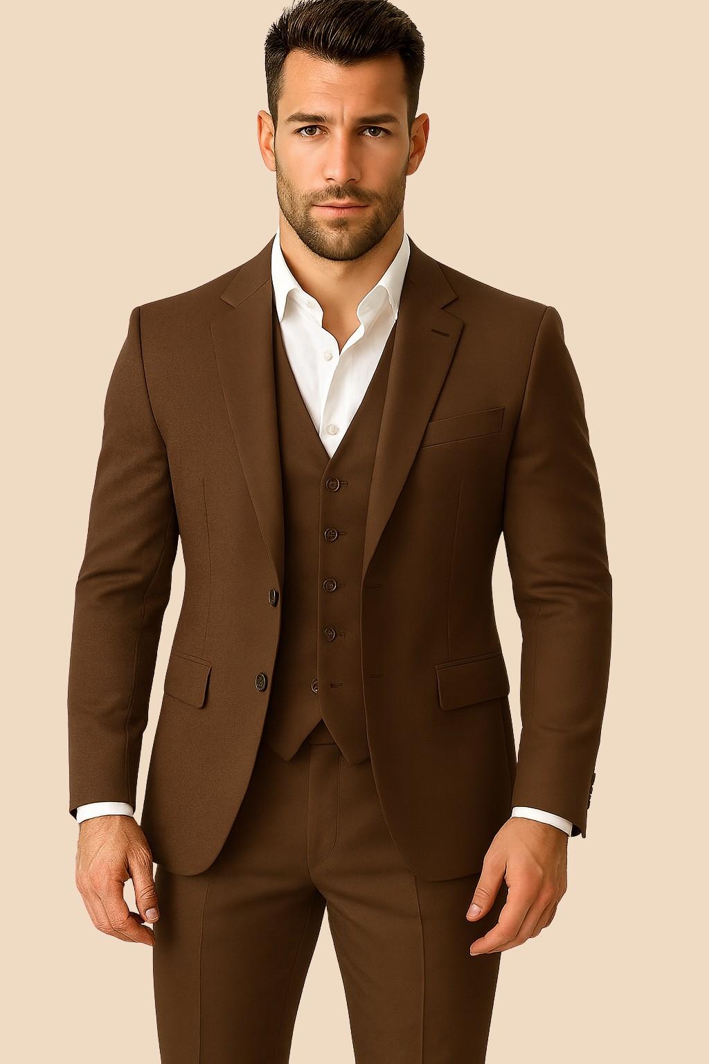 brown suit