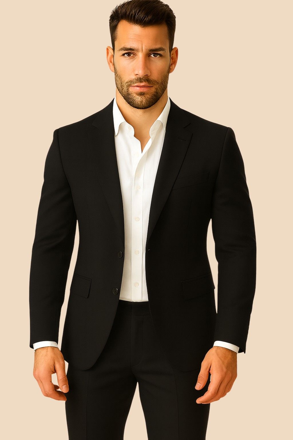 Men’s Black Italian Terry Tuxedo 2-Piece Suit – Premium Wedding & Formal Wear