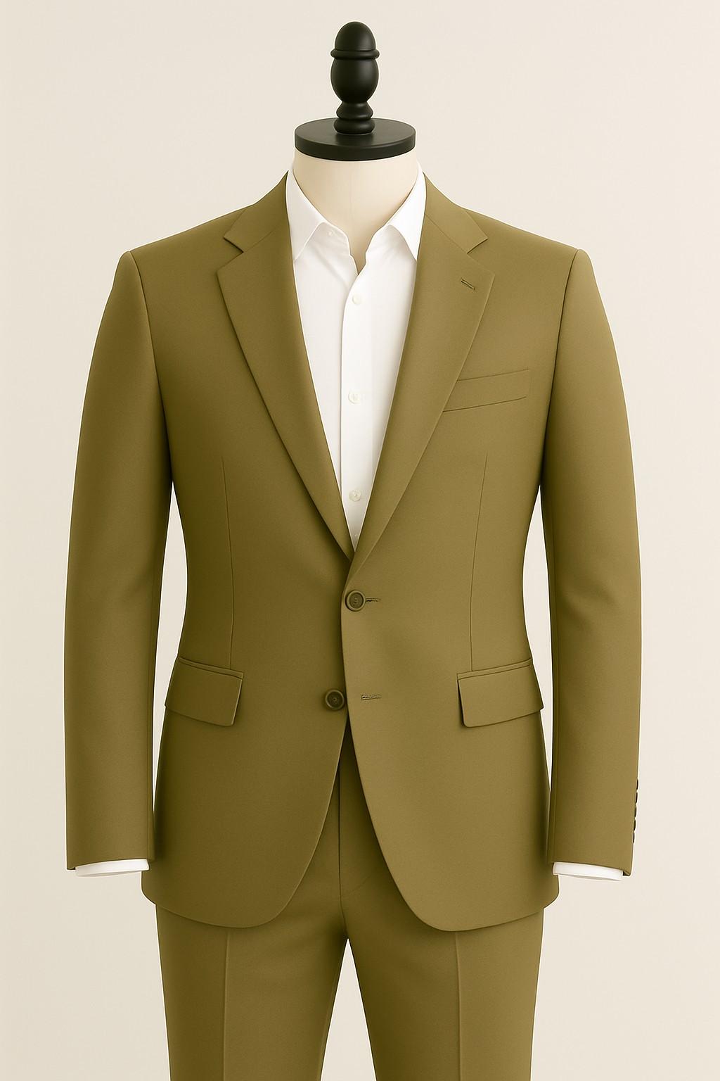 Men’s Khaki Italian Terry Tuxedo 2-Piece Suit – Premium Wedding & Formal Wear