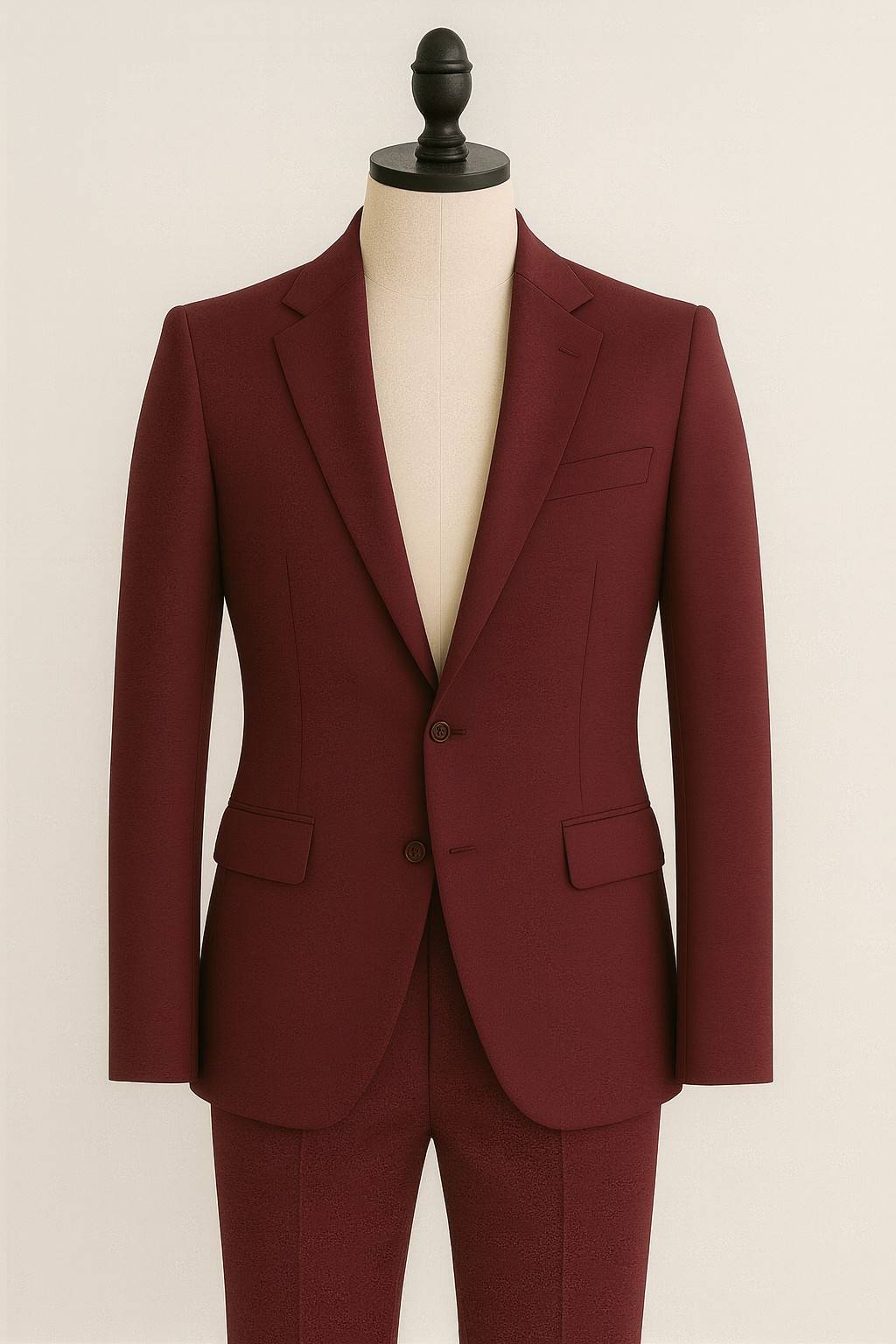 Men’s Wine Italian Terry Tuxedo 2-Piece Suit – Premium Wedding & Formal Wear