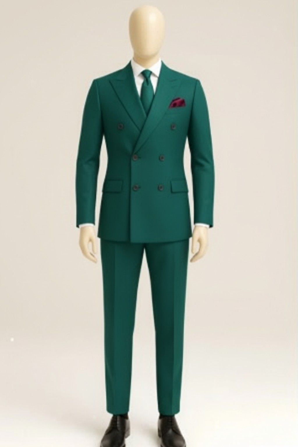 Men’s Luxury Dark Green Double-Breasted Suit – Perfect for Weddings, Receptions & Groom Style