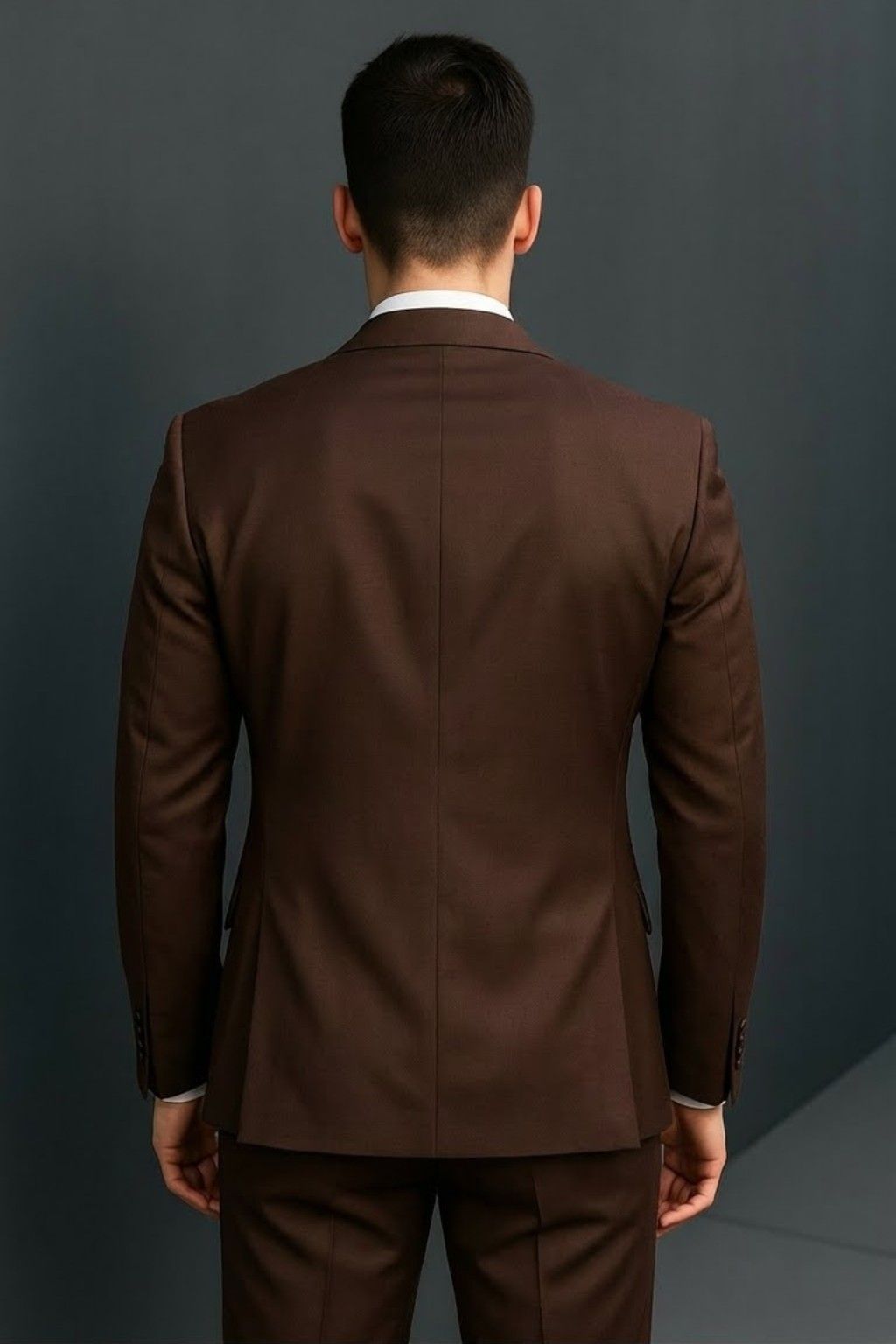 Men’s Chocolate Brown Italian Terry Tuxedo 2-Piece Suit – Premium Wedding & Formal Wear