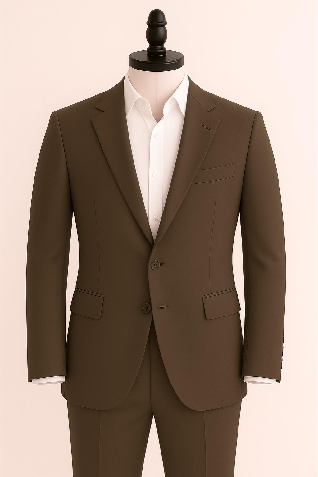 Men’s Coffee Brown Italian Terry Tuxedo 2-Piece Suit – Premium Wedding & Formal Wear