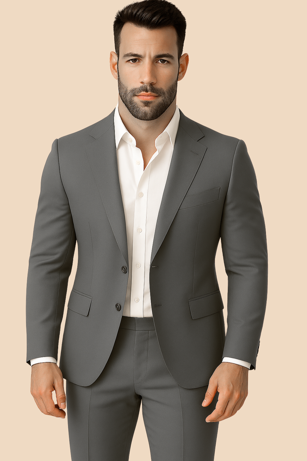 Men’s Charcoal Grey Italian Terry Tuxedo 2-Piece Suit – Premium Wedding & Formal Wear