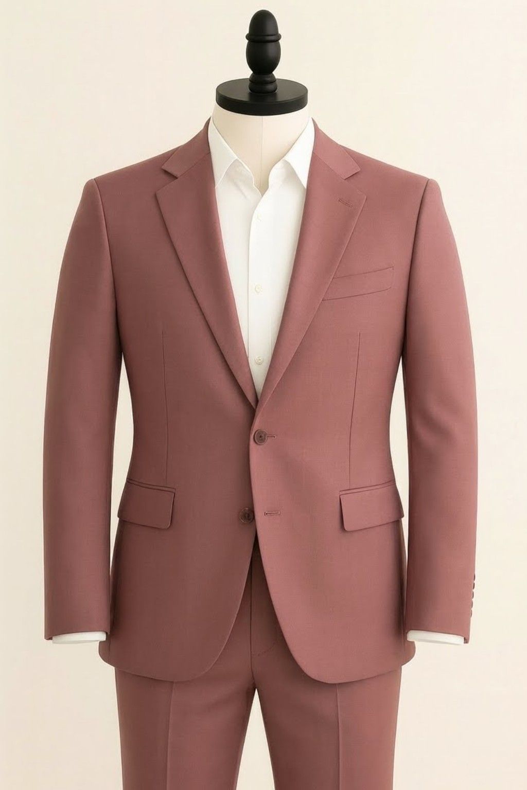 Men’s Dusty Rose Italian Terry Tuxedo 2-Piece Suit – Premium Wedding & Formal Wear