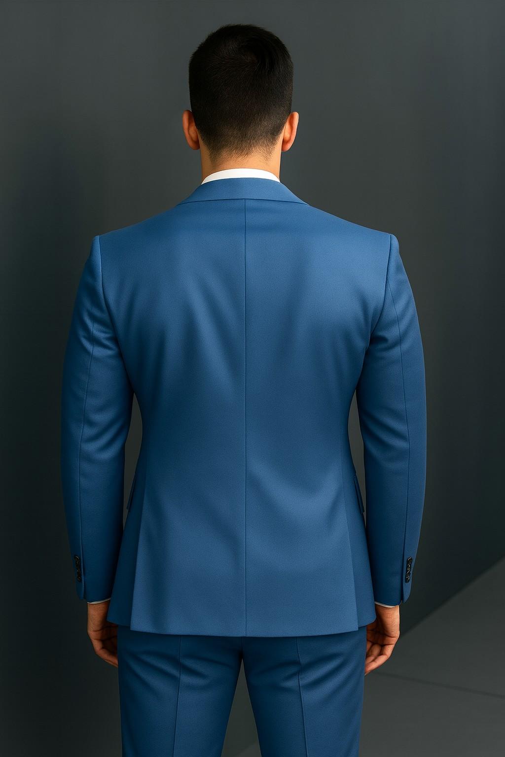 Men’s Royal Blue Italian Terry Tuxedo 2-Piece Suit – Premium Wedding & Formal Wear