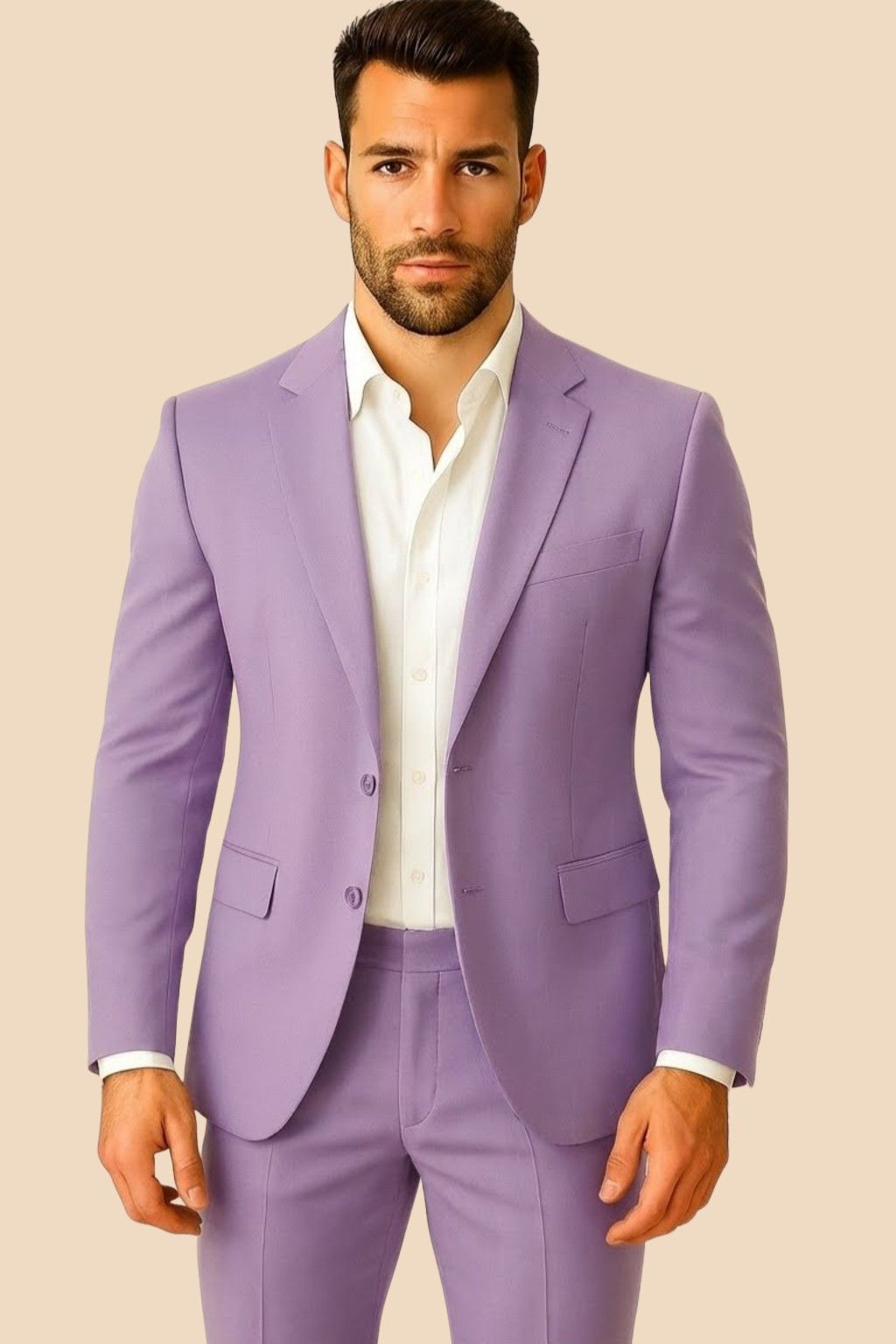 Men’s Lavender Italian Terry Tuxedo 2-Piece Suit – Premium Wedding & Formal Wear