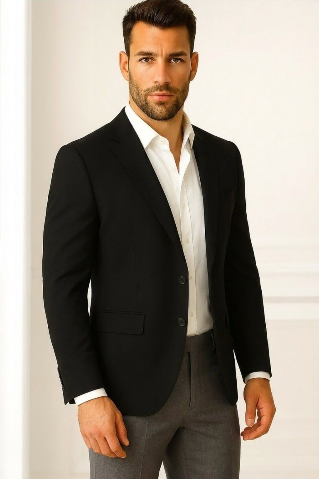 Men’s Premium Black Italian Terry Blazer – Wedding, Reception & Formal Wear