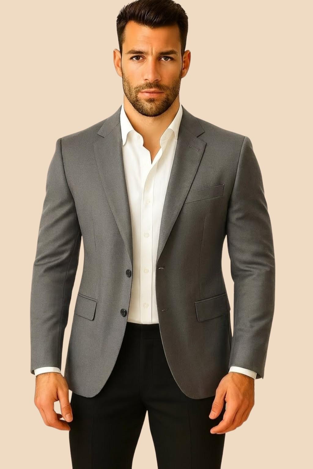Men’s Premium Grey Italian Terry Blazer – Wedding, Reception & Formal Wear