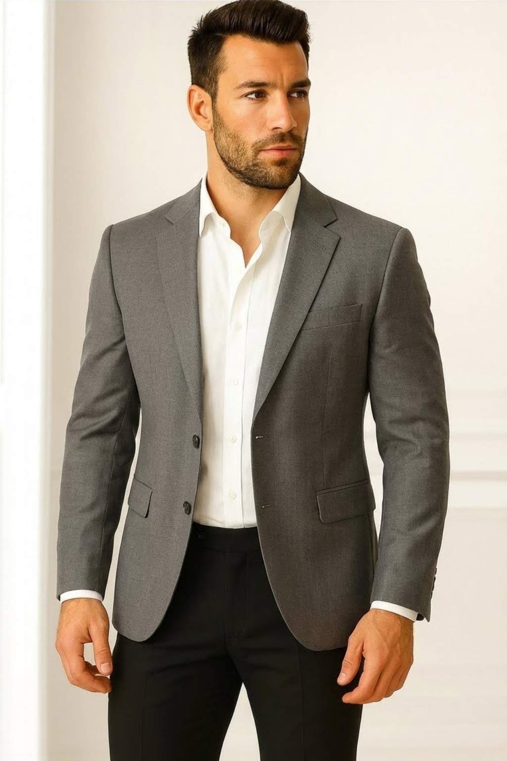 Men’s Premium Grey Italian Terry Blazer – Wedding, Reception & Formal Wear