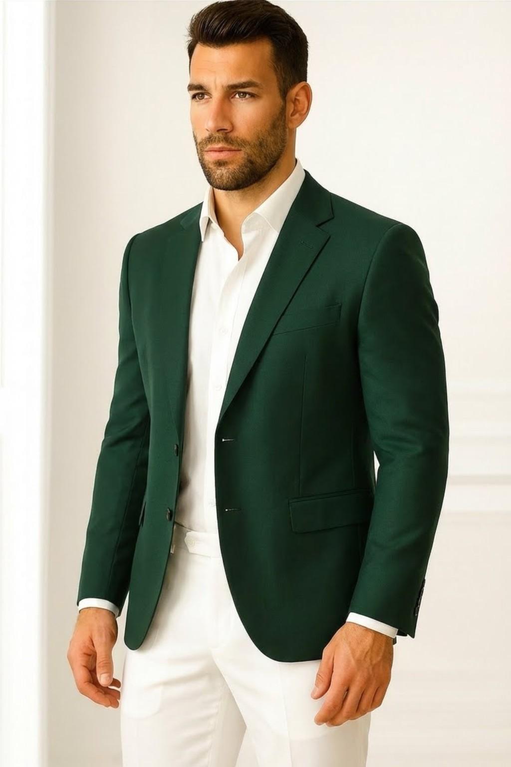Men’s Premium Green Italian Terry Blazer – Wedding, Reception & Formal Wear