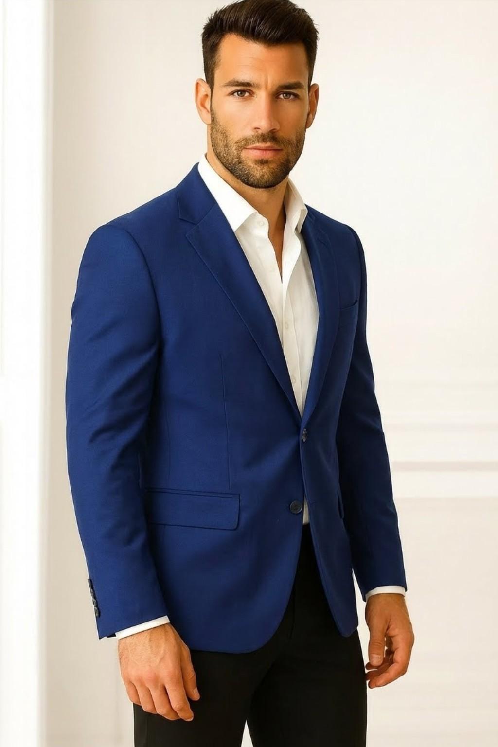 Men’s Premium Royal Blue Italian Terry Blazer – Wedding, Reception & Formal Wear