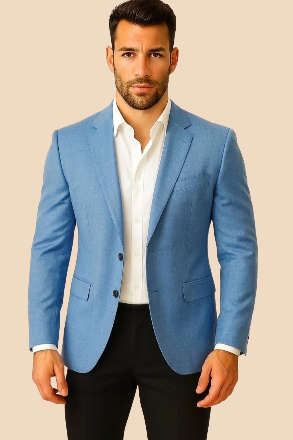 Men’s Premium Sky Blue Italian Terry Blazer – Wedding, Reception & Formal Wear