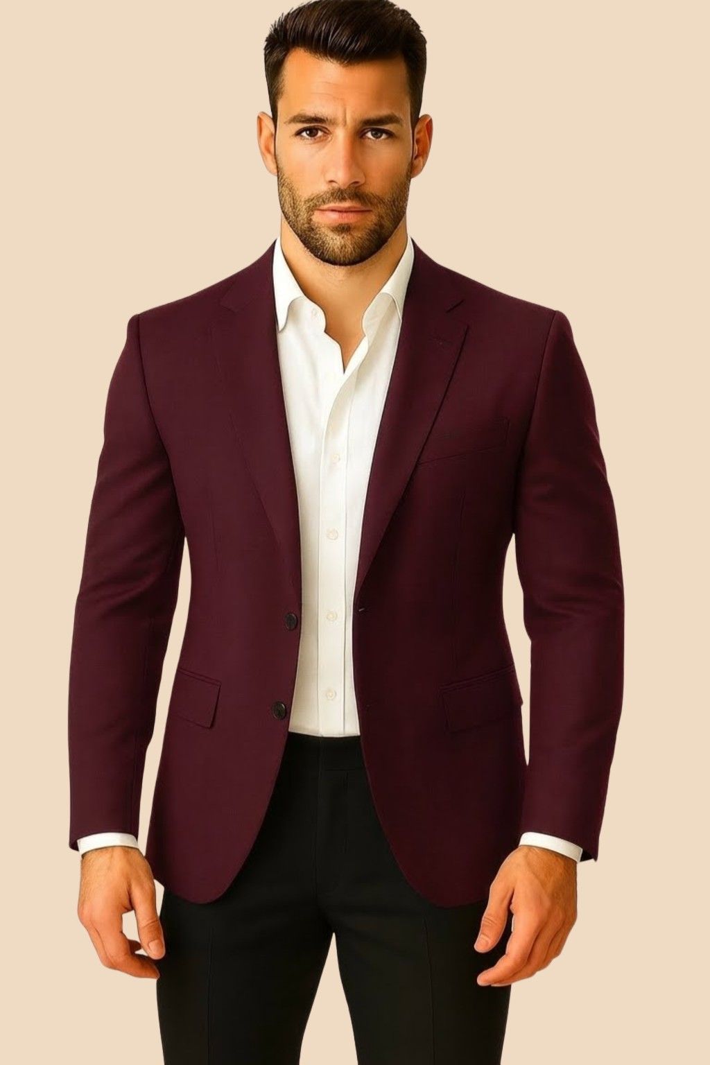 Men’s Premium Wine Italian Terry Blazer – Wedding, Reception & Formal Wear
