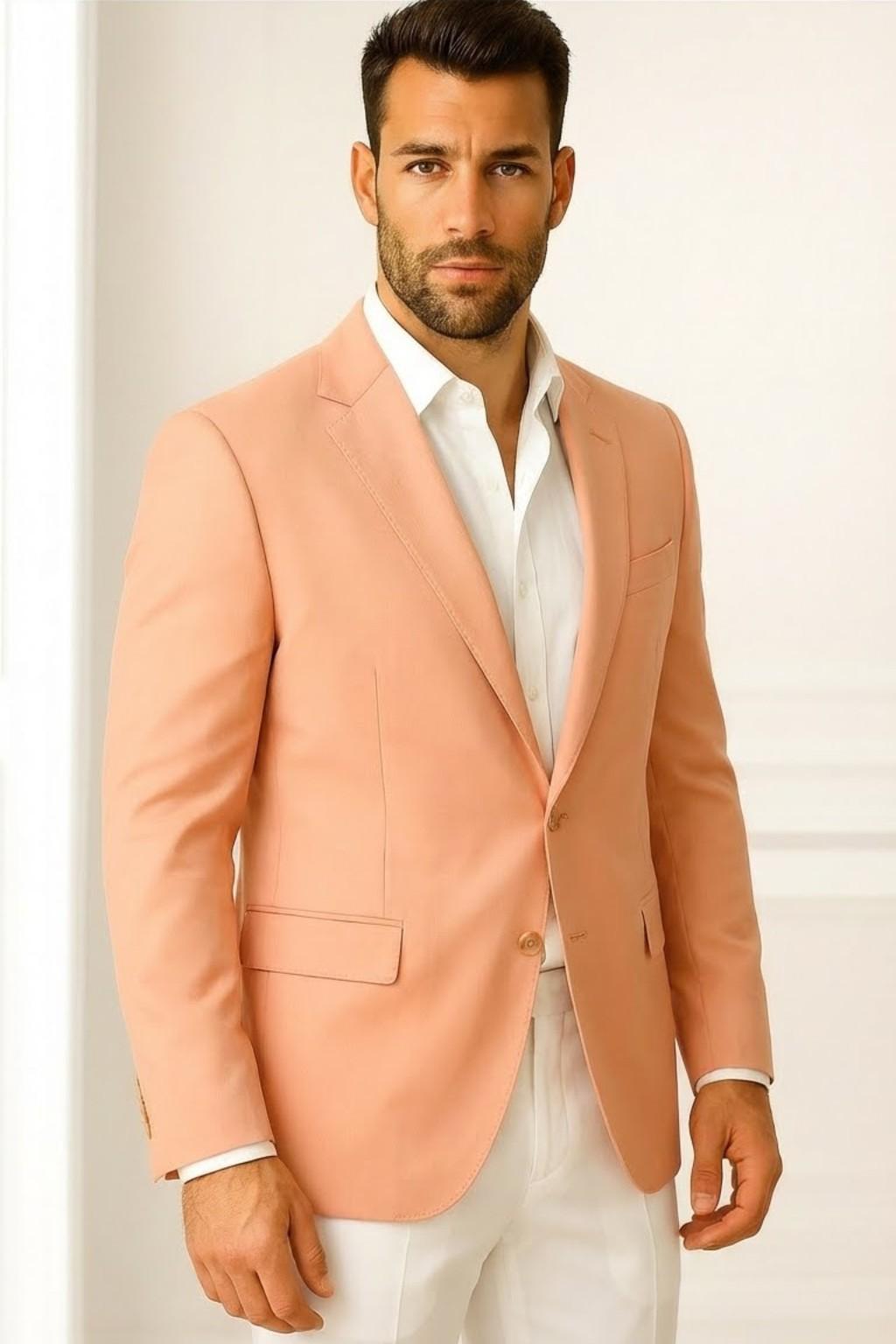 Men’s Premium Peach Italian Terry Blazer – Wedding, Reception & Formal Wear