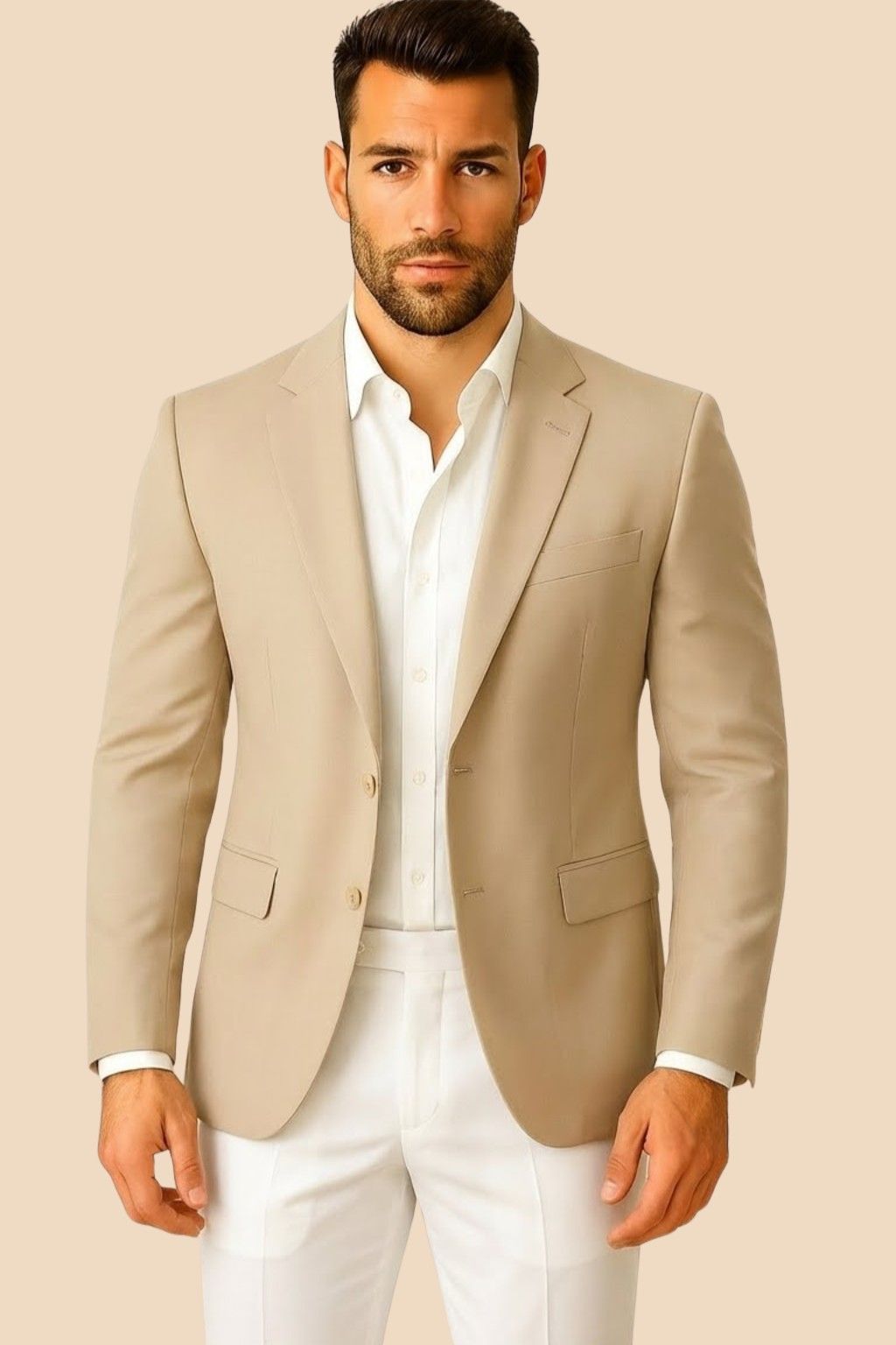 Men’s Premium Beige Italian Terry Blazer – Wedding, Reception & Formal Wear