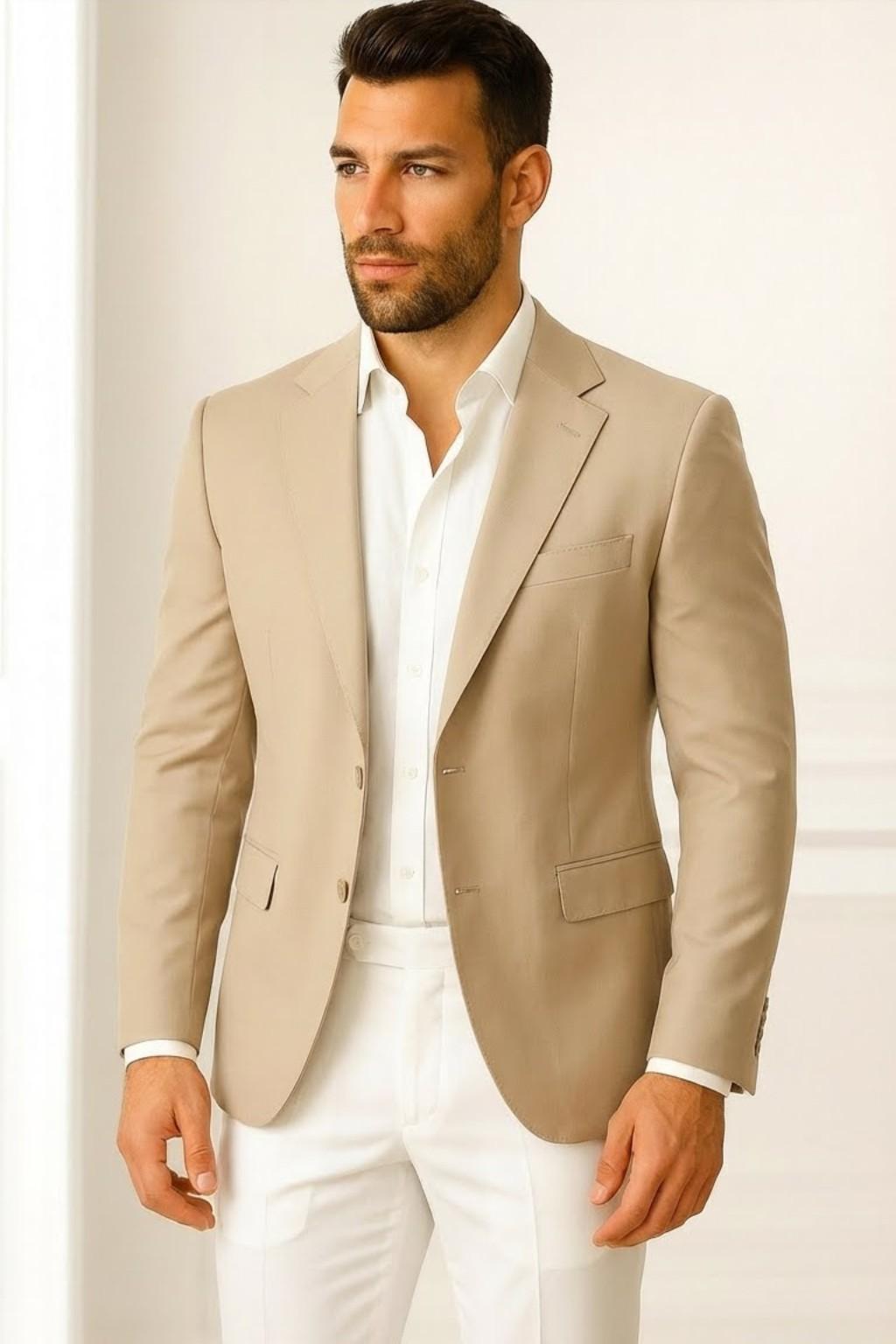 Men’s Premium Beige Italian Terry Blazer – Wedding, Reception & Formal Wear
