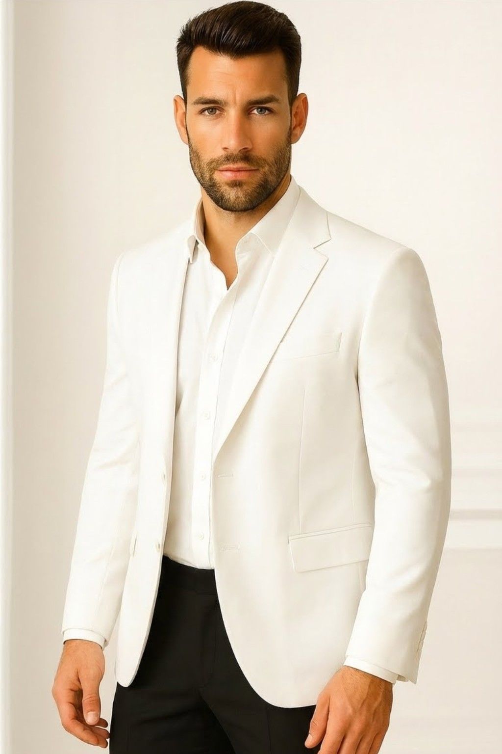Men’s Premium White Italian Terry Blazer – Wedding, Reception & Formal Wear