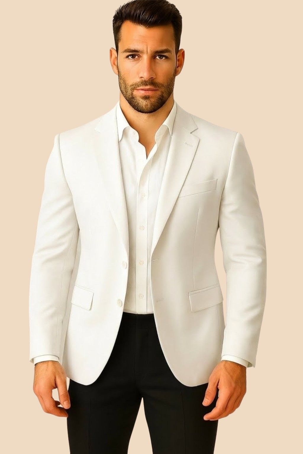 Men’s Premium White Italian Terry Blazer – Wedding, Reception & Formal Wear